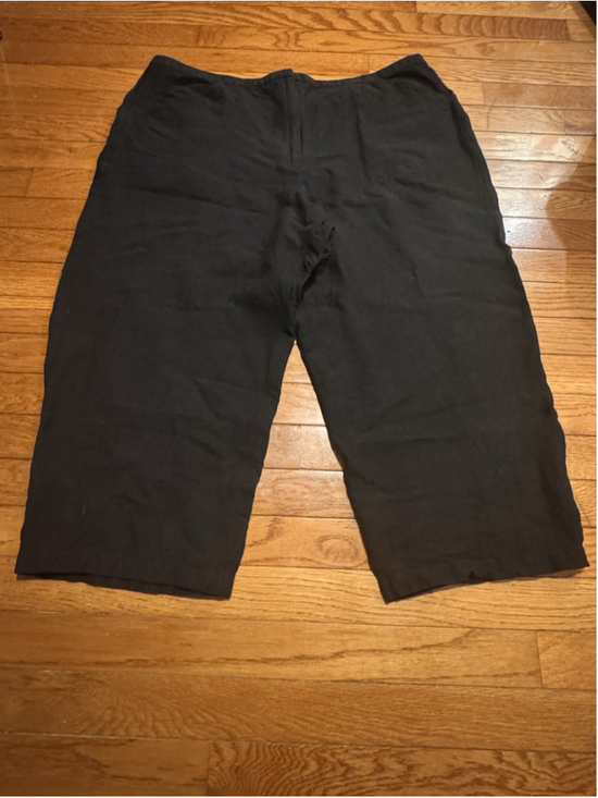 Eileen Fisher Pants - Eileen Fisher Black Linen Rayon Crop Pant Womens 1X Wide Leg Cropped Zip Closure